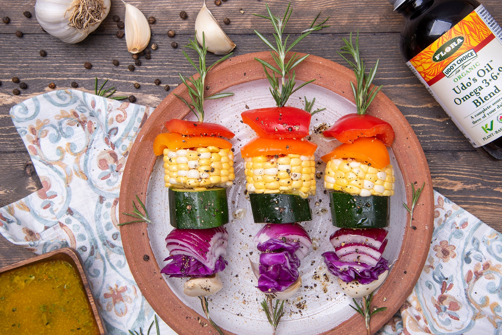 Sweet and Citrusy Italian Dressing Rosemary Skewers